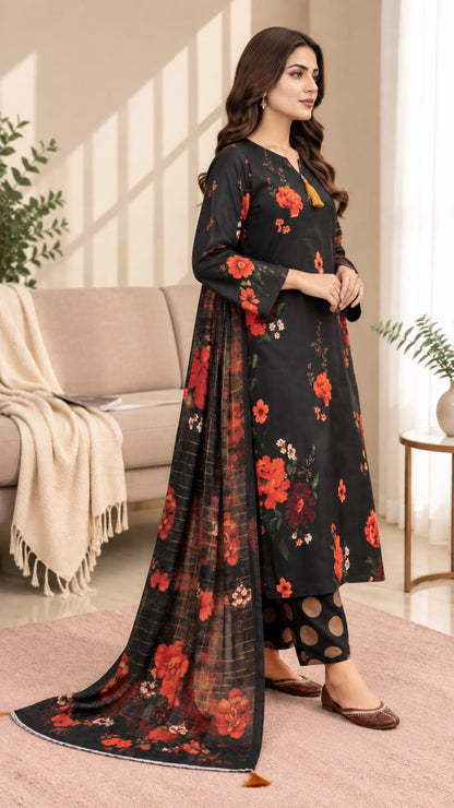 Printed Bana Dora 3PC Lawn