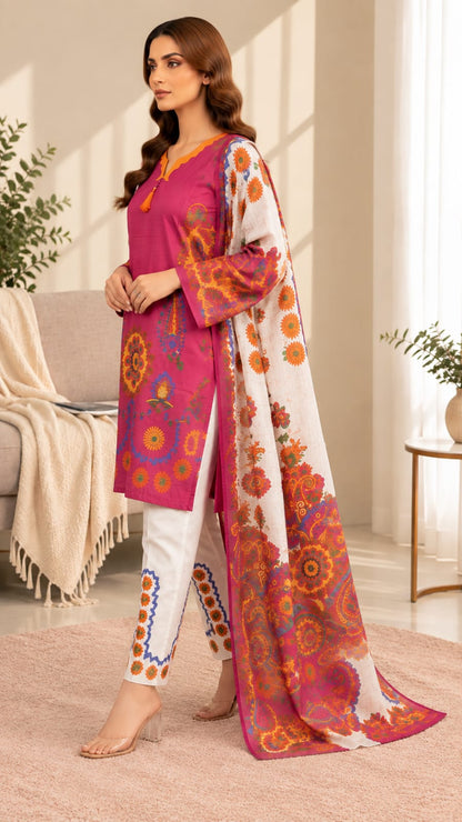 Printed Bana Dora 3PC Lawn