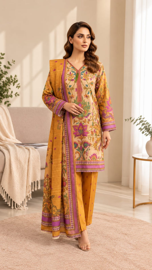 Printed Bana Dora 3PC Lawn