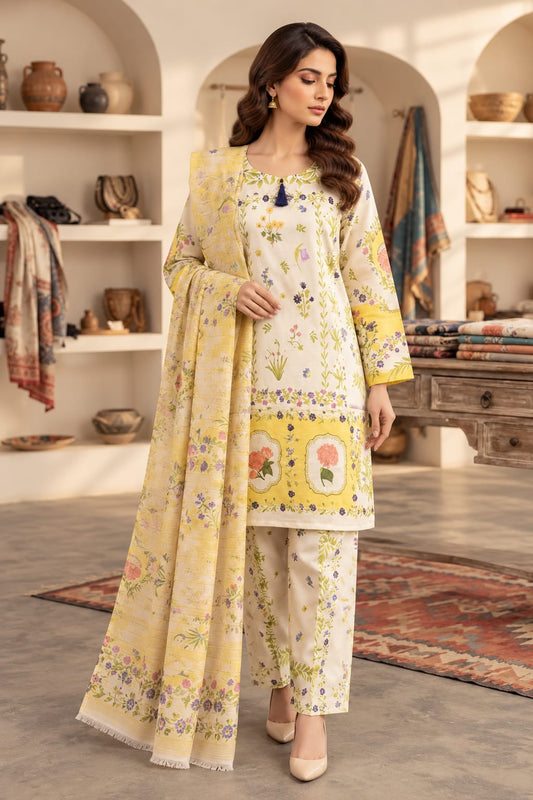 Printed Bana Dora 3PC Lawn
