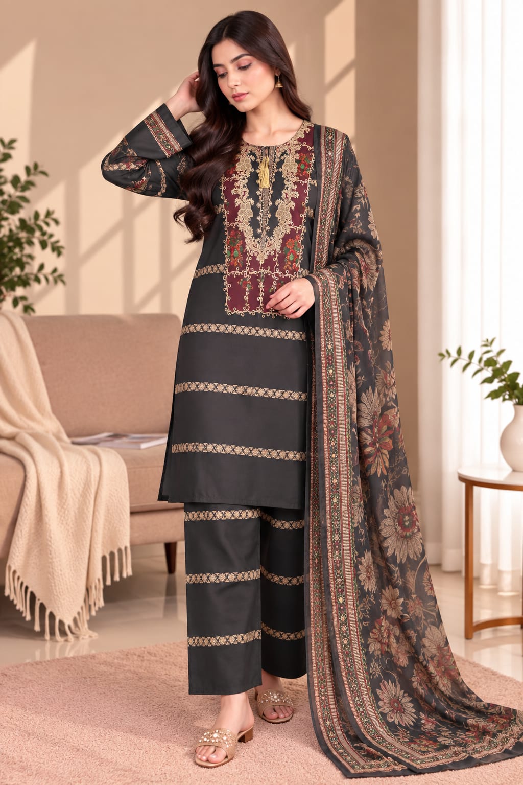Printed Bana Dora 3PC Lawn