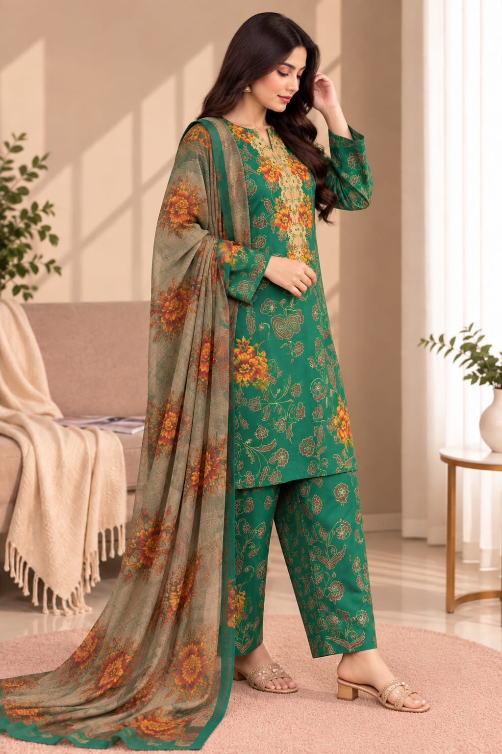 Printed Bana Dora 3PC Lawn