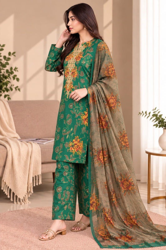 Printed Bana Dora 3PC Lawn
