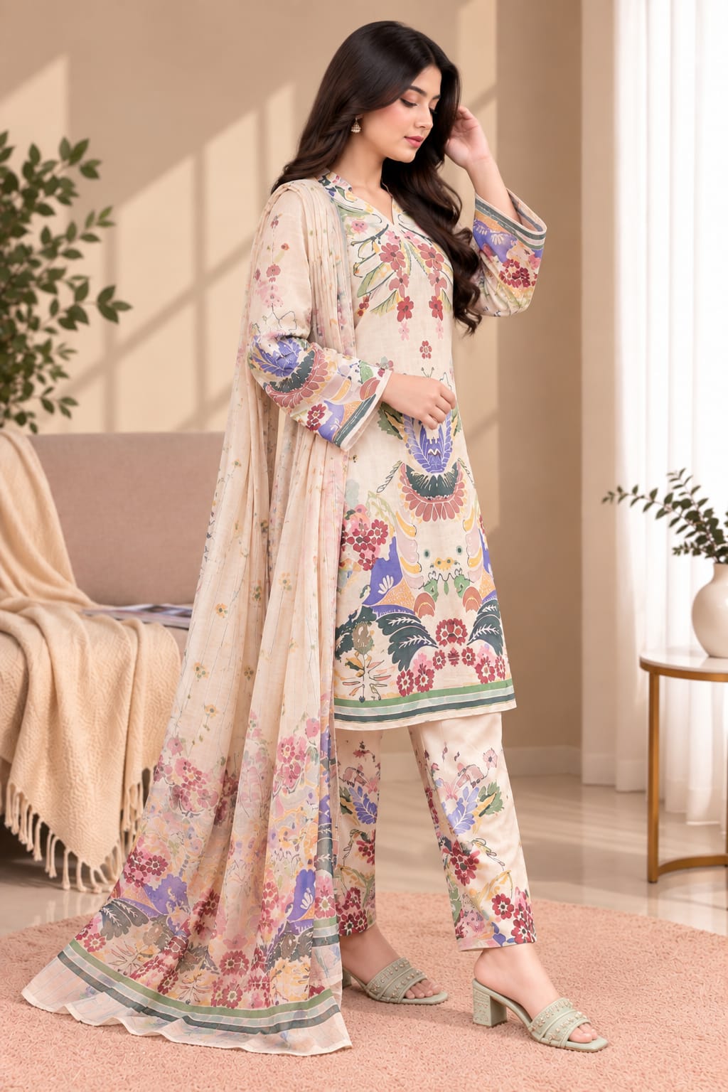 Printed Bana Dora 3PC Lawn