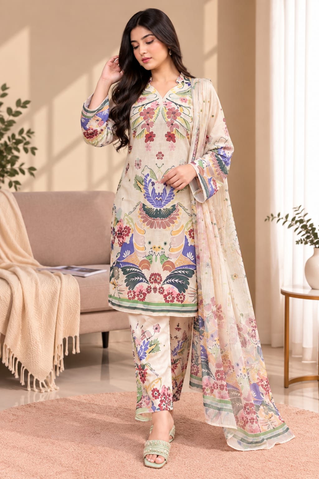 Printed Bana Dora 3PC Lawn