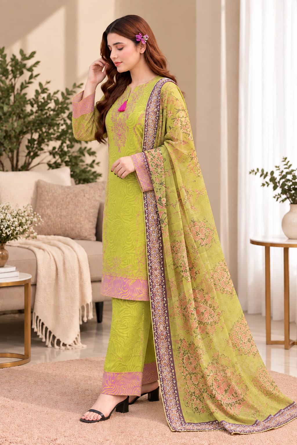 Printed Bana Dora 3PC Lawn