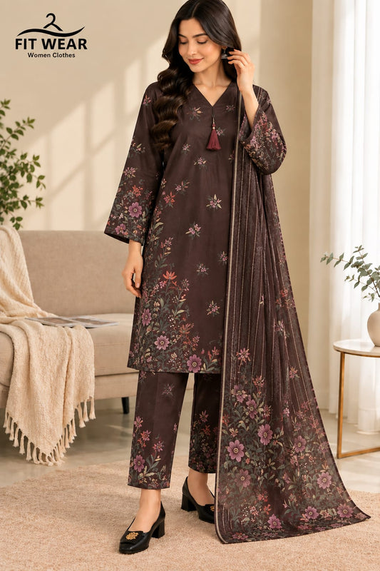 Printed Bana Dora 3PC Lawn