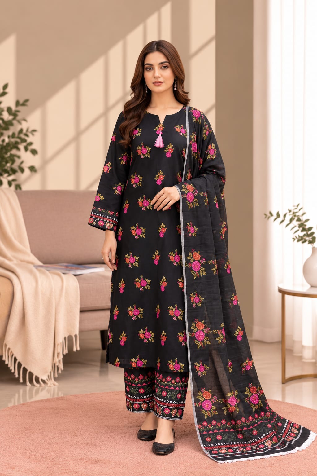 Printed Bana Dora 3PC Lawn