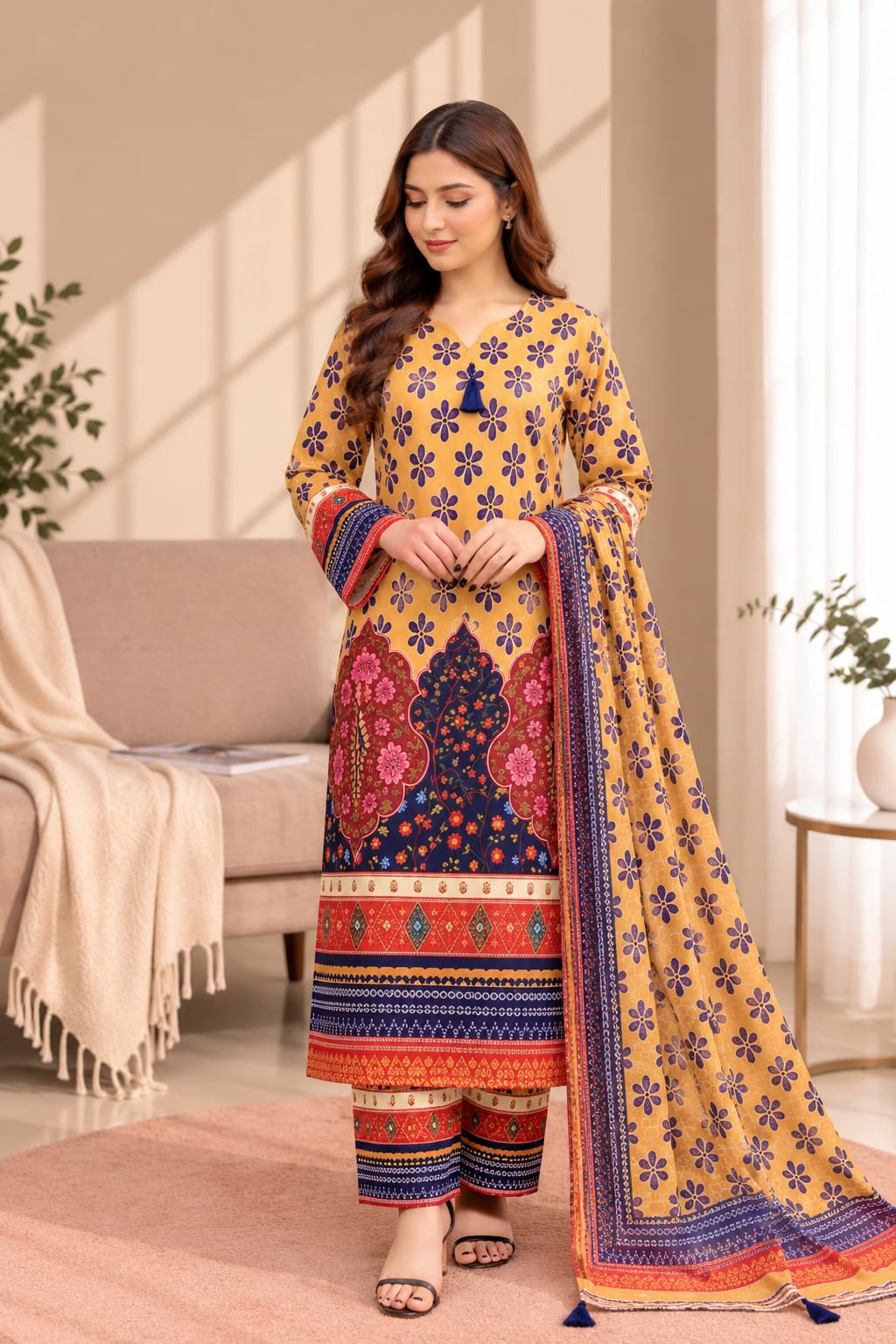 Printed Bana Dora 3PC Lawn