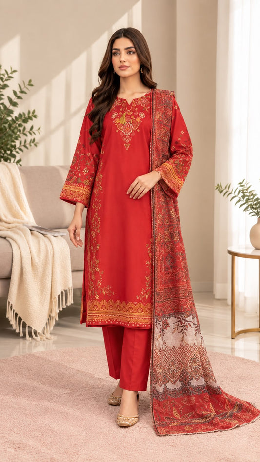 Printed Bana Dora 3PC Lawn
